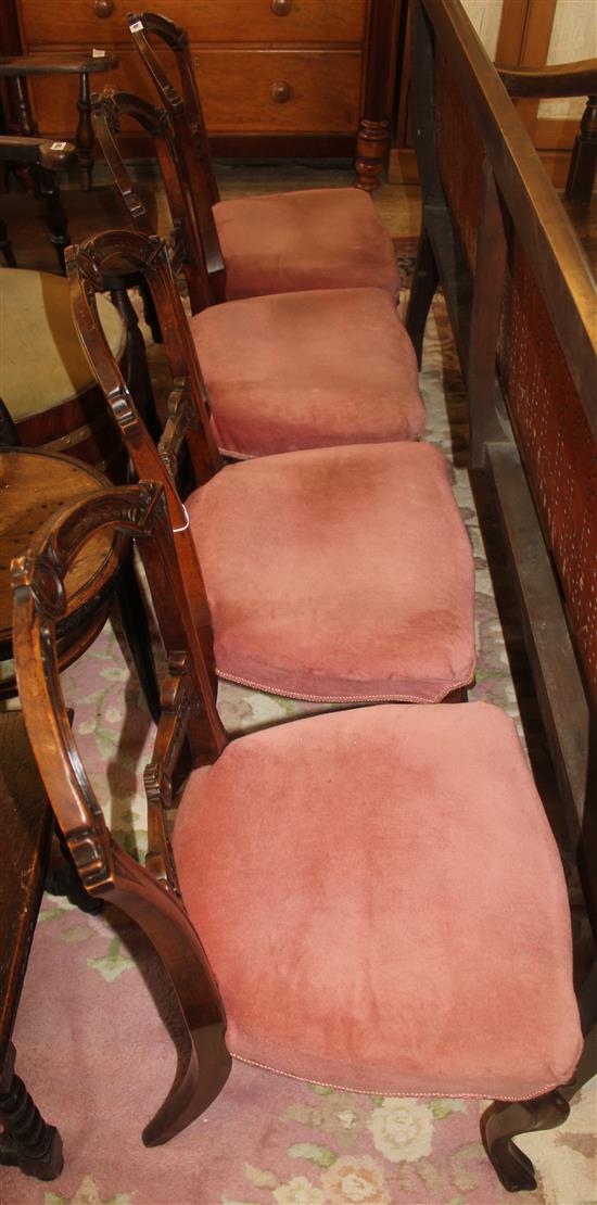 Set 4 Victorian walnut salon chairs